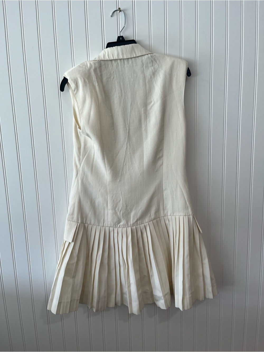 Sandro Cream Sleeveless Pleated Blazer Dress - Picture 8 of 9